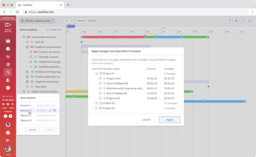 Epicflow scenario planning tool