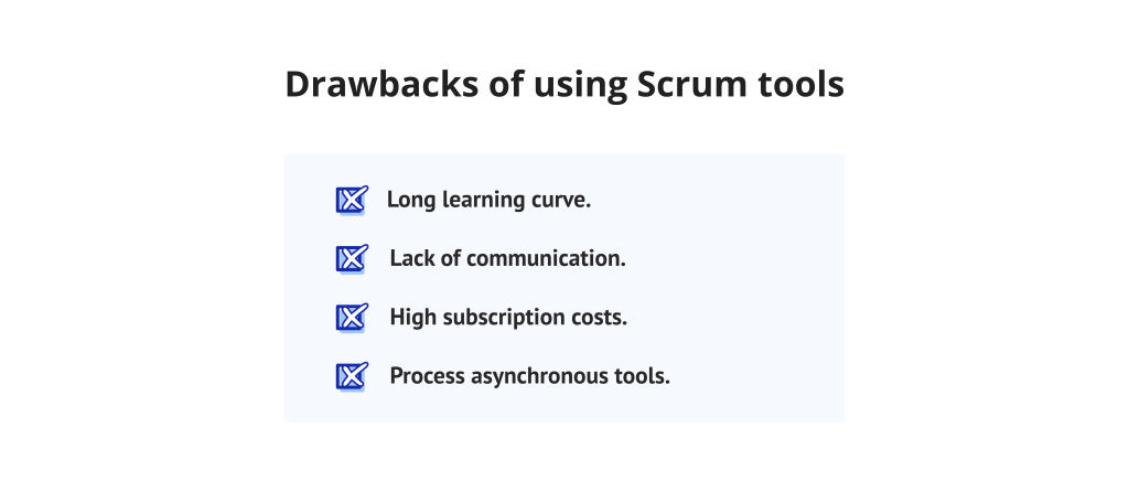 A checklist titled "Benefits of using Scrum tools" highlighting four advantages: Greater visibility, Improved productivity, Sprint planning accuracy, and Centralized knowledge sharing via the Scrum tool.