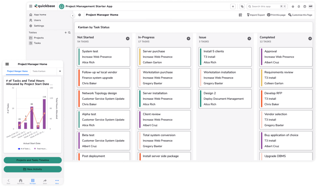 Quickbase Scrum board