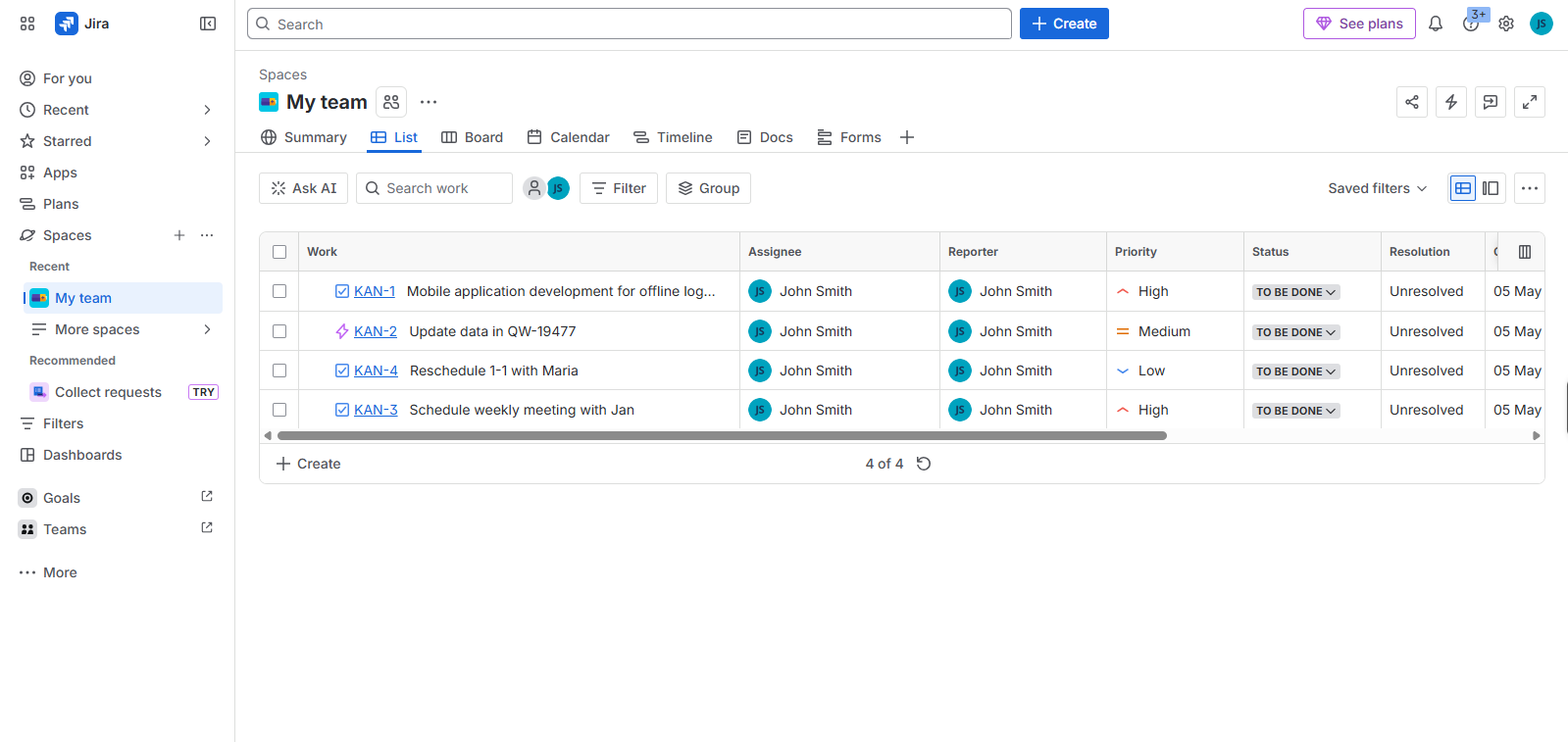 Jira interface screenshot