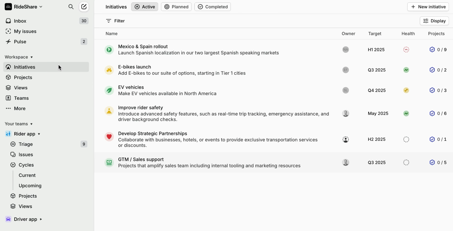 Linear's interface screenshot
