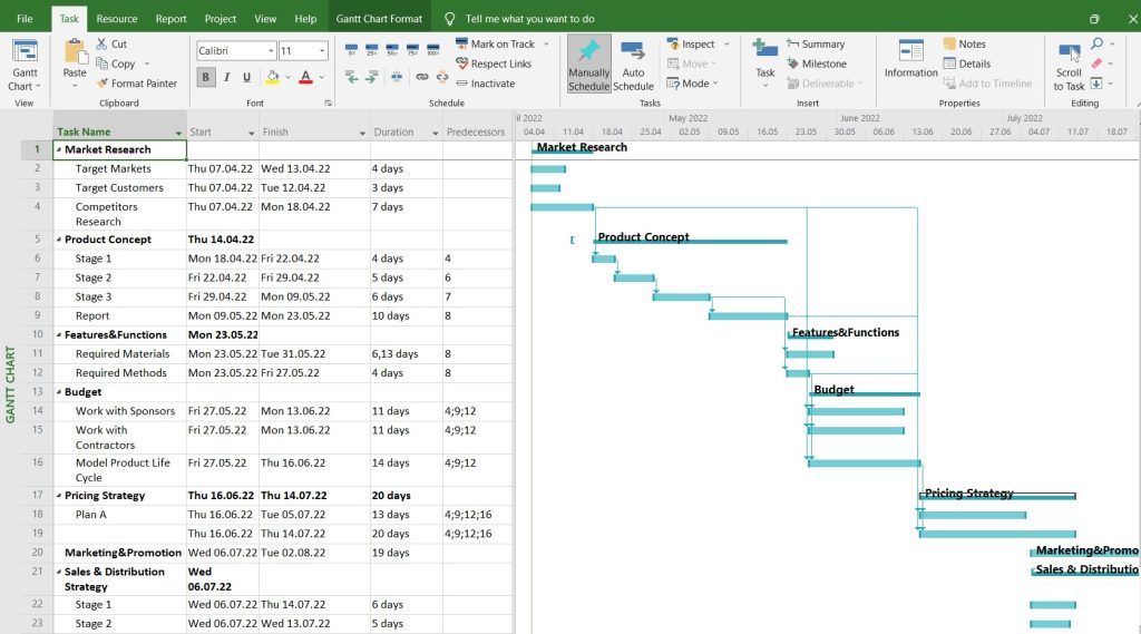 microsoft project interface